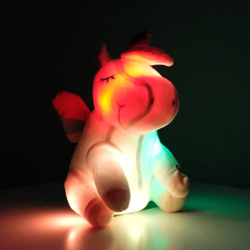 30/40cm spalvotu LED Šviesos Žėrintis Vienaragis Pliušinis Žaislas Mielas Gyvūnų Vienaragis Žaislas Arklių Lėlės Dovanas Vaikams Mergaitės Gimtadienio Dekoras