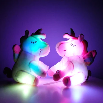 30/40cm spalvotu LED Šviesos Žėrintis Vienaragis Pliušinis Žaislas Mielas Gyvūnų Vienaragis Žaislas Arklių Lėlės Dovanas Vaikams Mergaitės Gimtadienio Dekoras
