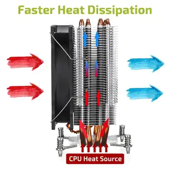 CPU Aušintuvo 4 Variniai Heatpipes Ventiliatorius Tylus 12CM Aušinimo Radiatoriaus Ventiliatorius Aušintuvo Heatsink už 775 115x 1366 X58 X79 2011 X99 X299
