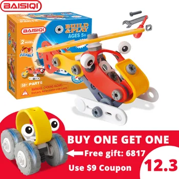 BAISIQI nauja Build&Play varžtais blokuoti žaislas 5-6-7-8-9 metų amžiaus vaikas Pirkti 1 ir gaukite dovanų Dizaineris berniukas 6832
