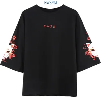 Vasaros moteriškų drabužių Anime fox spausdinti kryžiaus juostelė Moterų Lolita Girls harajuku pavasario Juoda Viršuje sijonas hoodies