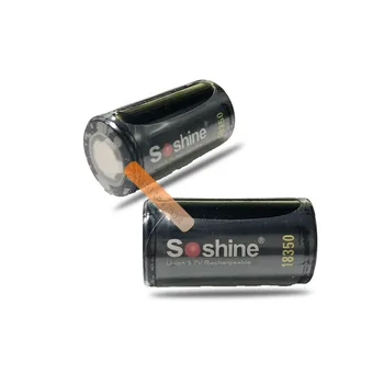 2VNT Soshine 18350 baterijos 1000mAh 3.7 V, Li-ion Įkraunama Baterija su baterija, apsauginiai saugojimo dėžutė