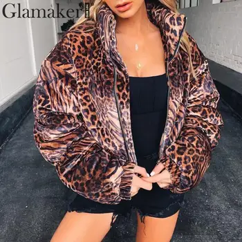 Glamaker Leopard moterų pagrindinio striukės paltai Moterims žiemos seksualus manteau femme šiltas kailis striukė Rudens trumpas kailis streetwear outwear