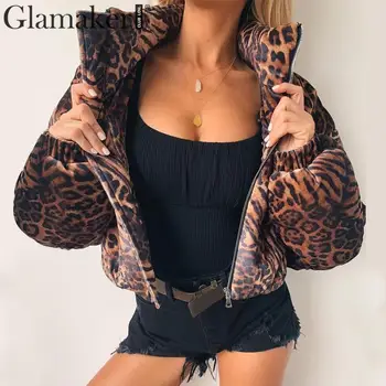 Glamaker Leopard moterų pagrindinio striukės paltai Moterims žiemos seksualus manteau femme šiltas kailis striukė Rudens trumpas kailis streetwear outwear