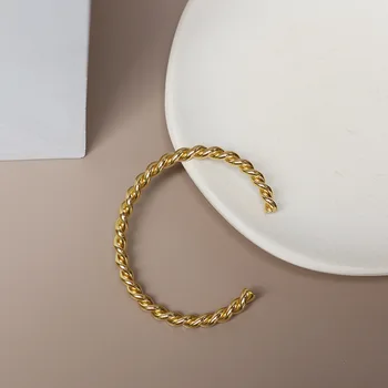 Peri'sbox 3 Dizaino Dvigubo Susukti Aukso Bangles Paprastas Plonas Bangles Moterų Titano Plieno Minimalistinio Bangles Reguliuojamas 2019
