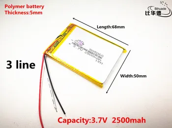 3 linija Gera Qulity 3.7 V,2500mAH,505068 Polimeras ličio jonų / Li-ion baterija ŽAISLŲ,CENTRINIS BANKAS,GPS,mp3,mp4