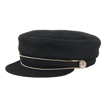 USPOP 2020 m. Moteris newsboy kepurės vasaros šiaudų karinės kepurės mados deimantų butas skydelis bžūp Britų derliaus aštuoniakampis skrybėlę