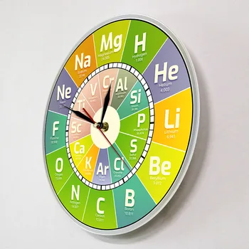 Chem Laikrodis Periodinės Lentelės Mokslo Elementai Sieninis Laikrodis Cheminiai Simboliai Sienos Meno Švietimo Atominis Ekranas Mokytojai Dovana
