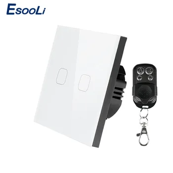 Esooli ES/UK Standartas 2 Gaujos 1 Būdas nuotolinio valdymo jungiklis, AC 170~240V Sienų apšvietimo Remote Touch Jungiklis Su Mini Nuotolinio valdymo pultelį