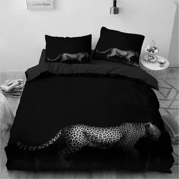 3D Leopard Patalynės Nustatyti Individualizuotos Dizainas Gyvūnų Patalynė Juoda Comforther Atvejais Pagalvių užvalkalus 180*200cm Visą Karalienė, Karalius, dviejų Dydis