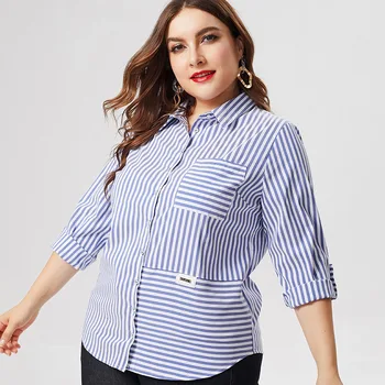 2020 m. Vasaros mama drabužius trumpomis rankovėmis stripe marškinėliai palaidinė mados ponios Derliaus elegantiškas Plius Dydis Moterų Topai