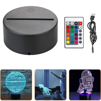 USB Kabelis Lemputės Laikiklį Jutikliniu Jungikliu, Nuotolinio Valdymo pulto LED Lempos pagrindas Akrilo 3D Iliuzija Stalas Naktį Šviesos Namuose Miegamojo Puošimas