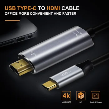 Cabletime USB C iki HDMI Kabelis, C Tipo HDMI Adapteris V/M 4K 60Hz Konverteris, 1.8 m 