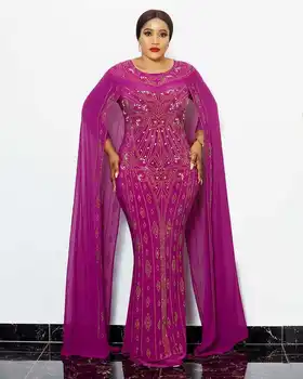 Naktinis Klubas Suknelė Elegantiškas Karoliukai Šifono ilgomis Rankovėmis Diamond Bodycon Šalis Suknelės su Skara Skraiste Afrikos Tradicinių Drabužių