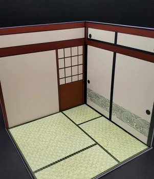 1/12 kareivis scenos reikmenys Japonų stiliaus Japonų stiliaus lėlės namas ir kambarys vertus modelis fone