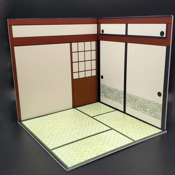 1/12 kareivis scenos reikmenys Japonų stiliaus Japonų stiliaus lėlės namas ir kambarys vertus modelis fone