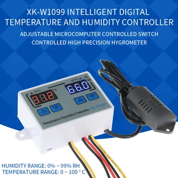 XK-W1099 Dual Skaitmeninis Termostatas, Humidistat Kiaušinių Inkubatorius Temperatūros, Drėgmės Valdiklis, Reguliatorius Termometras su Drėgmėmačiu