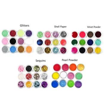 60Pcs Glitters Sequains Žėručio Perlų Pigmentų Dervos Lieti Pelėsių Didelis Rinkinys, Makiažas, Papuošalai Įdarai Nail Art Jewelry Making 