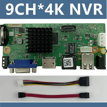 9CH*4K ONVIF H. 265/H. 264 Parama 1 SATA NVR Tinklo Skaitmeninio Vaizdo įrašymo Max 8 TB XMEYE TVS su Laidu P2P Cloud Mobile
