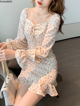 2020 M. Rudenį Pagrindinio Mini Suknelė Ilgomis Rankovėmis Cute Lolita Japonija Stilių, Peteliškę Aikštėje Apykaklės Moterys Trumpą Suknelę Gėlių Derliaus Vestidos