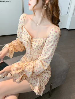 2020 M. Rudenį Pagrindinio Mini Suknelė Ilgomis Rankovėmis Cute Lolita Japonija Stilių, Peteliškę Aikštėje Apykaklės Moterys Trumpą Suknelę Gėlių Derliaus Vestidos