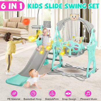 Vaikai 6 1 Skaidrių Plastiko Swing Rinkinys Derinys Vaikai Kieme Patalpų Žaidimų Aikštelė, Šeimos Multi-Funkcinis Kūdikių Žaislai, Sporto