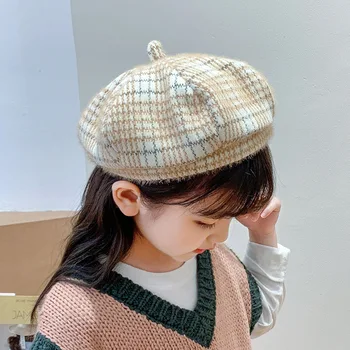 Mados trijų matmenų dirbtinė vilna vaikų beretė įgaubtas formos moliūgų skrybėlę dailininko skrybėlę gobtuvu skrybėlę tėvų-vaikų skrybėlę