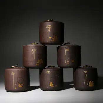 Yixing Zisha Arbatos Filtras Keramikos Uždaromos Caddy Buitinių Arbatos Laikymo Indelį Kavos Konteineris Raudonos Molio Arbatos Dėžutė Skardines Arbatos