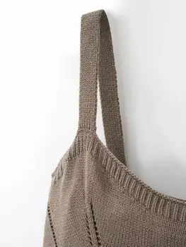 Zevity Naujas moterų mados vientisos spalvos, tuščiavidurė iš mezgimo diržas megztinis moteriška laisvalaikio plonas spagečiai dirželis megztinis prašmatnus viršūnes S308