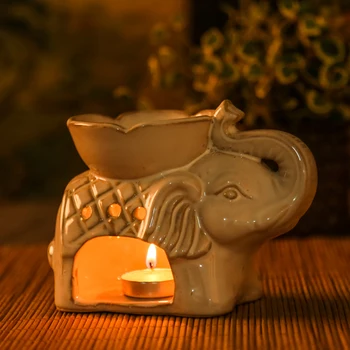 Tailandas Stiliaus Keramikos Aromatas Lempos Dramblys Gyvūnų Dekoro Amatų Žvakė Eterinis Aliejus Šildytuvas Žvakidė Naktį Žibintai Meno Statula