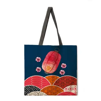 Ukiyo-e spausdinami nešti maišą lininis audinys krepšys atsitiktinis sulankstomas pirkinių krepšys lauko paplūdimio krepšys kasdien rankinėje