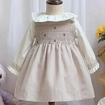 Baby girl derliaus Lolita smocked princesė dress vaikams netikrą du gimtadienio kamuolys suknelė suknelė