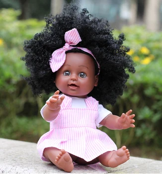 35CM Afrikos Juodieji Rankų darbo Lėlės Silikono Vinilo Žavinga Gyvas Kūdikis Reborn Baby Doll Vaikams, Žaislai, Dovanos, Berniukas, Mergaitė