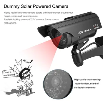 Pranešk apie netikrą Kamera Saulės Energijos Manekeno Kameros Vandeniui Lauko Saugumo Stebėjimo kamerų Manekeno Kameros Kulka Su LED Šviesa