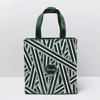 Krepšys moterims Specialus pasiūlymas garsaus Britų pvc rašalo dryžuotos žalia pirkinių didelės talpos vandeniui rankinę moteris