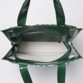 Krepšys moterims Specialus pasiūlymas garsaus Britų pvc rašalo dryžuotos žalia pirkinių didelės talpos vandeniui rankinę moteris