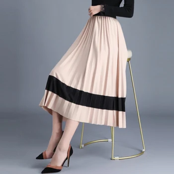 Aukštas Liemuo Ilgas, Maxi Sijonai Moterims, Plisuotos Faldas Mujer Moda Atsitiktinis Falda Mujer Korėjos Stiliaus Sijonas Jupe Femme 2020 M.