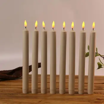 10 Vienetų Žvakių Ir Vienas Nuotolinio LED Siaurėjantys Žvakės,Mirgėjimas Geltona Šiltai Balta Šviesos Plastiko Ramstis Žvakės,20.5 cm/25.5 cm