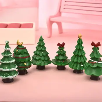 6 Vnt./set Miniatiūriniai Mielas Linksmų Kalėdų Eglučių Papuošalai, Terariumai Priedai Pasakų Sodo Figūrėlės Doll House Dekoro