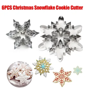 6PCS Kalėdų Snaigės Cookie Cutter Pelėsių 3D Nerūdijančio Plieno Tešlos Sausainių Minkštas Pyragas Kepimo Formą Virtuvės Slapukas Pelėsių