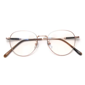 Peekaboo apvalių akinių rėmeliai vyrams, aišku, objektyvas, kompiuteris mėlynos šviesos blokavimas akinių rėmeliai metalo dovanos korėjos stiliaus aukštos kokybės