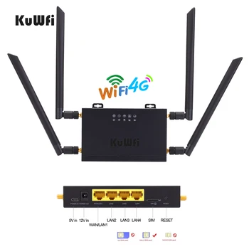 KuWFi 4G LTE, WiFi Bevielis Maršrutizatorius 300Mbps Cat 4 Didelės Spartos Pramonės MEZON su SIM Kortelės Lizdą ir 4pcs Išorinė Antena