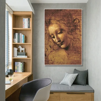 Žinomų Tapybos Galva, Moteris - Leonardo Da Vinci Paveikslai Tapyba Plakatai ir Spausdina Sienos Meno Nuotrauką Kambarį Namuose