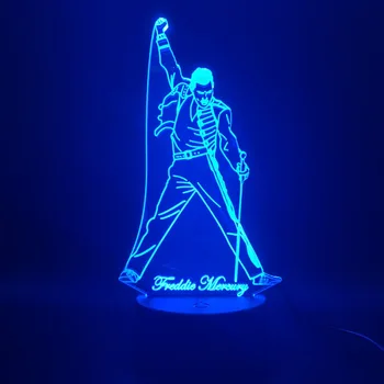 Freddie Mercury Pav žaislai 3D naktinė lempa Regėjimo Iliuzija LED 7 Spalva Keičiasi Freddie Mercury Veiksmų Skaičius, Naujiena žaislų