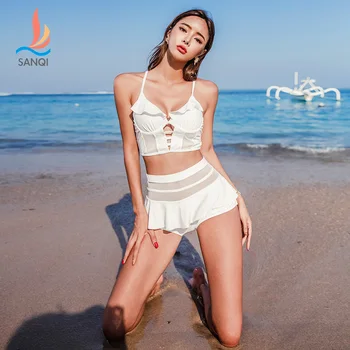 SANQi padalinta Bikini maudymosi kostiumėlį Moterų Sijonas-stiliaus, Kurioms Mažas Krūtis Rinkti Spa maudymosi Kostiumėliai