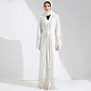 Dubajus Arabų Abaja Musulmonų Suknelė, Hijab Moterų nėriniai Kimono Nėriniai-up Kaftan Abayas Islamo Drabužių Caftan Musulman Marocain Ilgai Skraiste