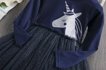 Vienaragis karinio jūrų Laivyno ilgomis Rankovėmis Suknelė Rudens Žiemos Princesė Šalis Mergaičių Dress Vaikams, Suknelės Mergaitėms Nauji Metai Kostiumas Baby Girl dėvėti