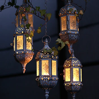 Marokas Baltos Spalvos Teptuku, Auksas, Geležies Retro Įvairiaspalvis Stiklas Papuošalai Kabinti Žvakidė Bokštas Vestuvių Žvakių Laikikliai Metalo Amatų