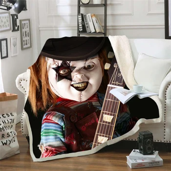 Naujausias Siaubo Filmas Vaikų žaidimo Charakterį, Chucky Antklodė Gotikos Sherpa Vilnos Nešiojami Mesti Antklodę Mikropluošto Patalynės 05