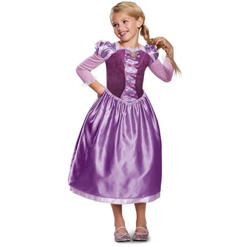 VOGUEON Merginos Princesė Rapunzel Dress up Drabužiai Vaikams ilgomis Rankovėmis Susivėlęs Cosplay Kostiumų Mergaitę Vasaros Šalis Suknelės